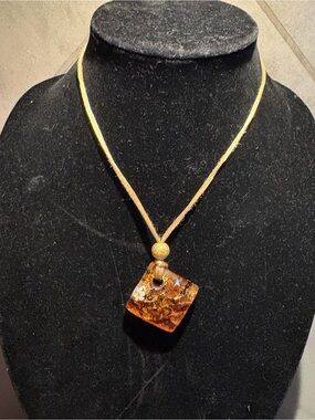 Murano Glass necklace gold & brown tone